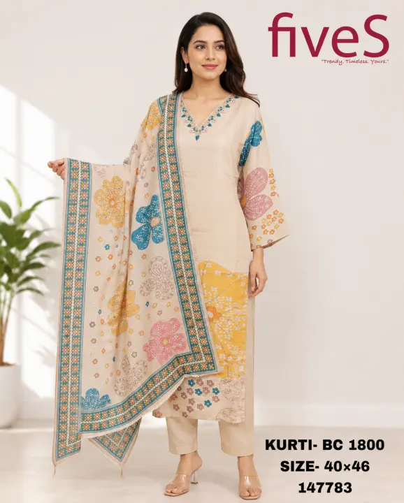 Premium Tissue Fabric Digital Printed Kurti Set with Dupatta