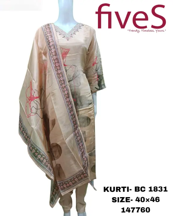 Premium Tissue Fabric Digital Printed Kurti Set with Dupatta — women's fashion — FIVES Lifestyle Nepal