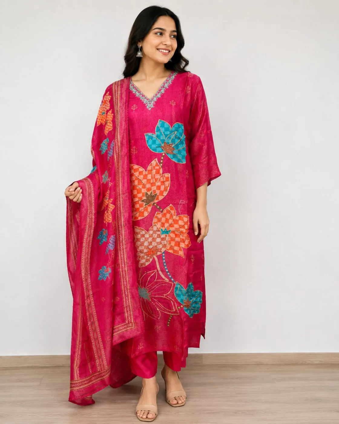 Premium Muslin Fabric Digital Printed Kurti Set — Muslin — Color 1 — women's fashion — FIVES Lifestyle Nepal