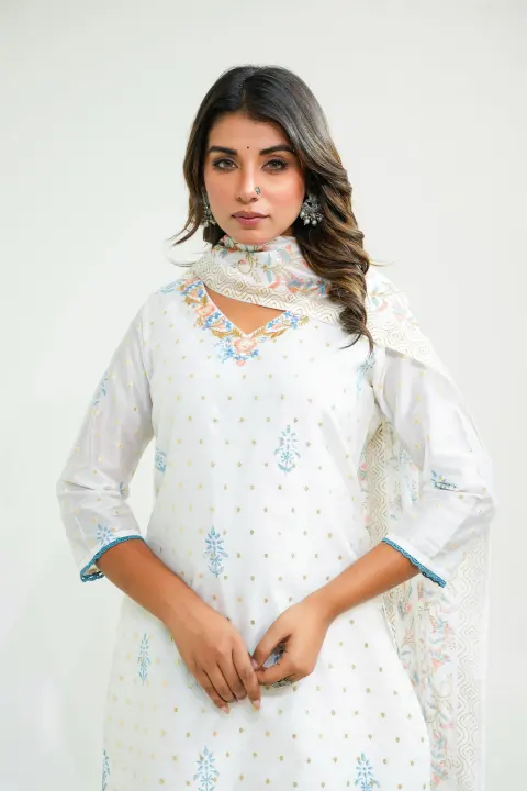 Premium Cotton Printed Kurta Set with Dupatta